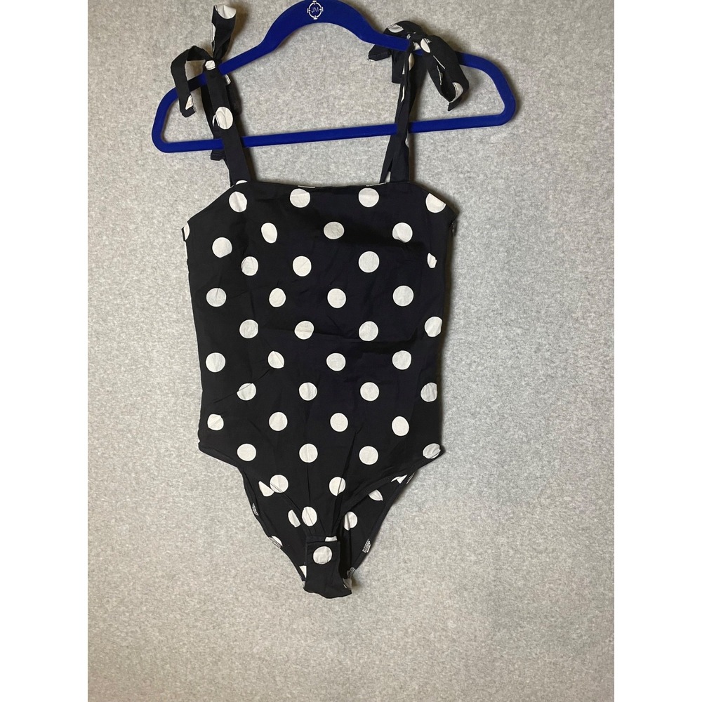 Zara Top Womens XS Bodysuit Polka Dot Bow Tie Sleeveless Zip Up